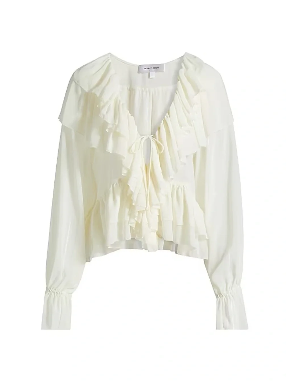 Ronny Kobo Collection Cream Ruffled V-Neck Peplum Blouse - Picture 3 of 3